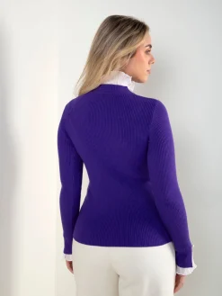 Camisola malha canelada com plissado