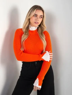 Camisola malha canelada com plissado