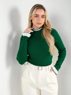 Camisola malha canelada com detalhes