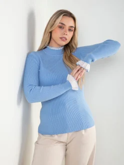 Camisola malha canelada com detalhes