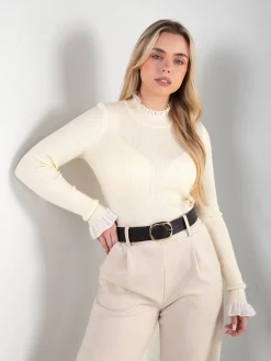 Camisola malha canelada com detalhes