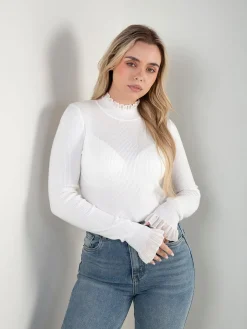 Camisola malha canelada com detalhes