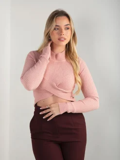 Camisola malha canelada com torcido