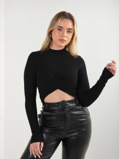 Camisola malha canelada com torcido