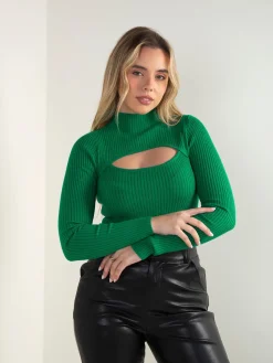 Camisola malha canelada com cut out