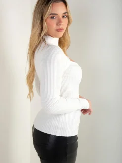 Camisola malha canelada com cut out