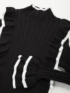 Camisola malha canelada com folhos