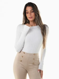 Camisola malha canelada mistura viscose