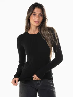Camisola malha canelada mistura viscose