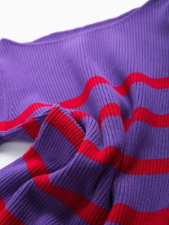 Camisola malha canelada às riscas