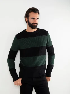 Camisola malha color block gola redonda