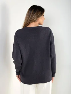 Camisola malha com bolso em brilho