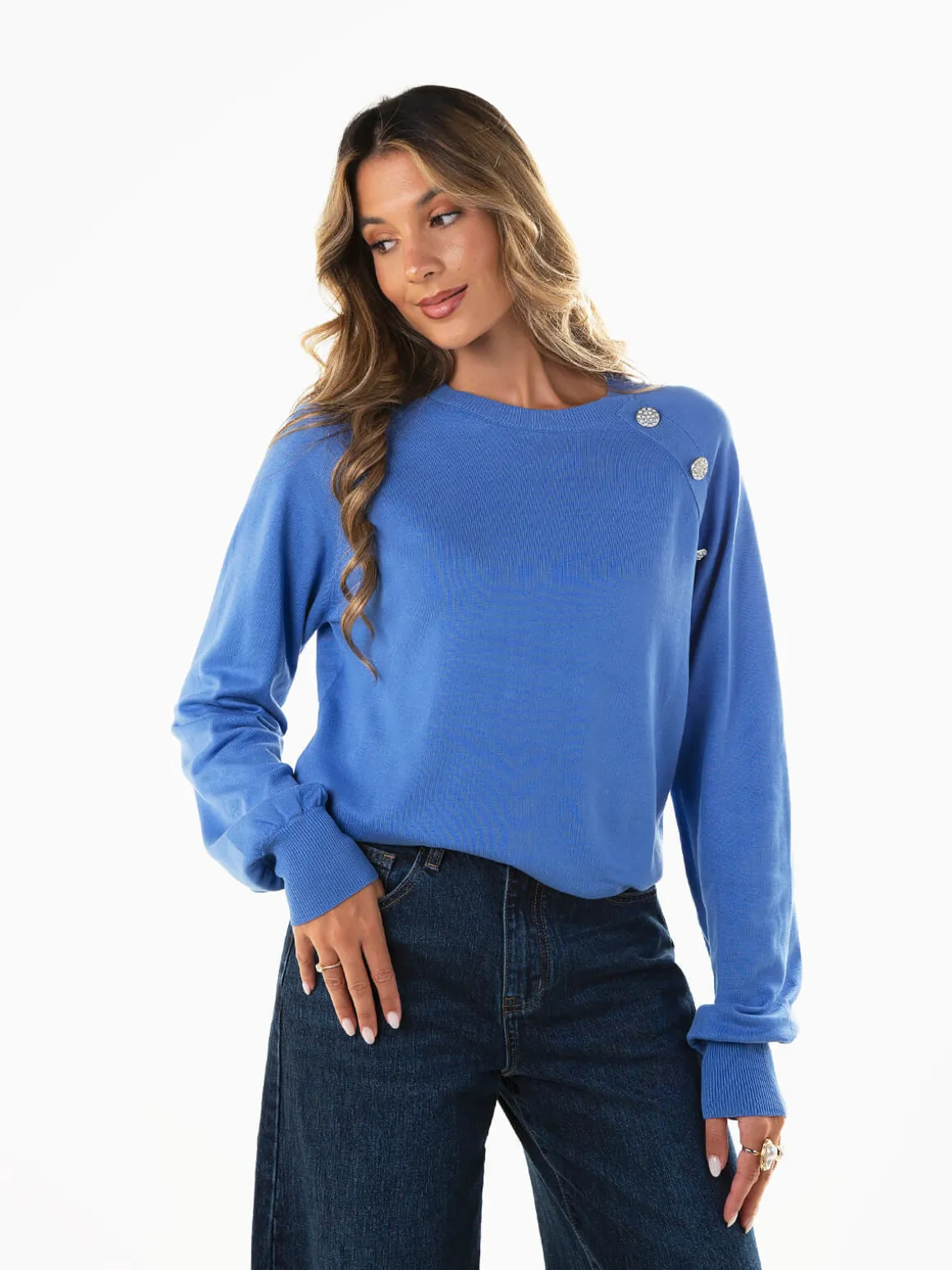 Camisola malha com botões decorativos