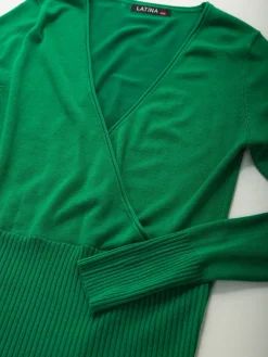 Camisola malha com decote cruzado