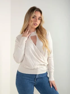 Camisola malha com detalhe cruzado