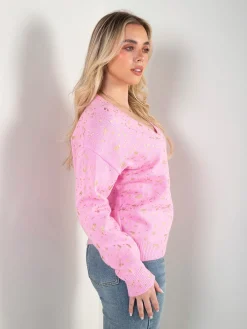 Camisola malha com detalhes dourados