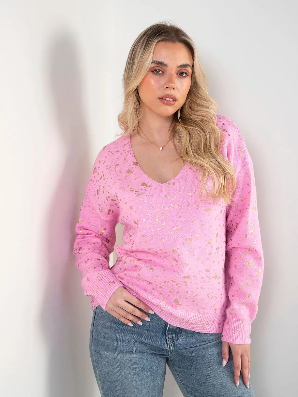 Camisola malha com detalhes dourados