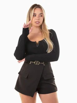 Camisola malha com detalhe dourado