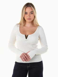 Camisola malha com detalhe dourado