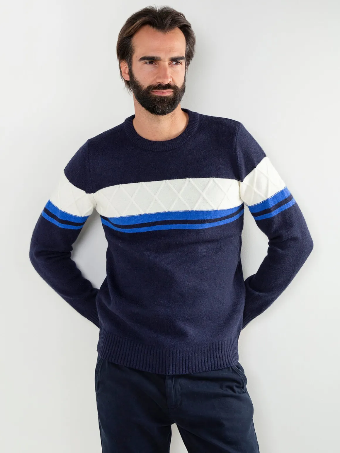 Camisola malha com detalhe losangos