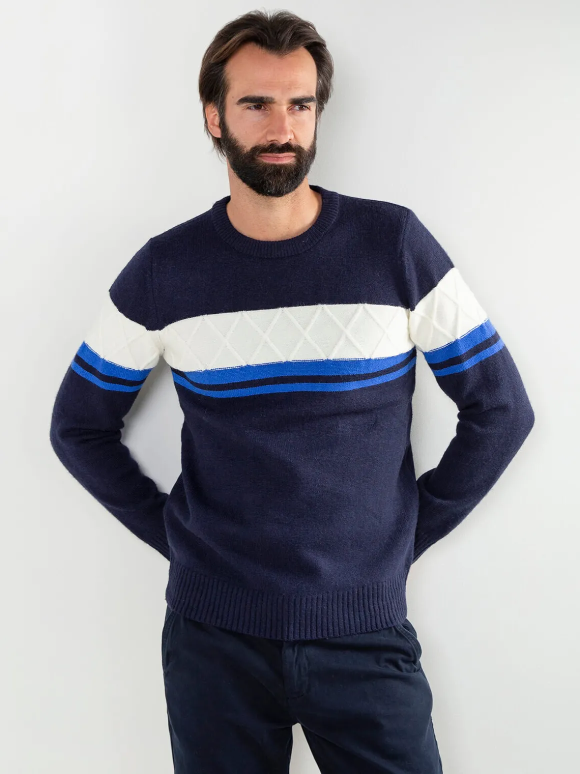 Camisola malha com detalhe losangos