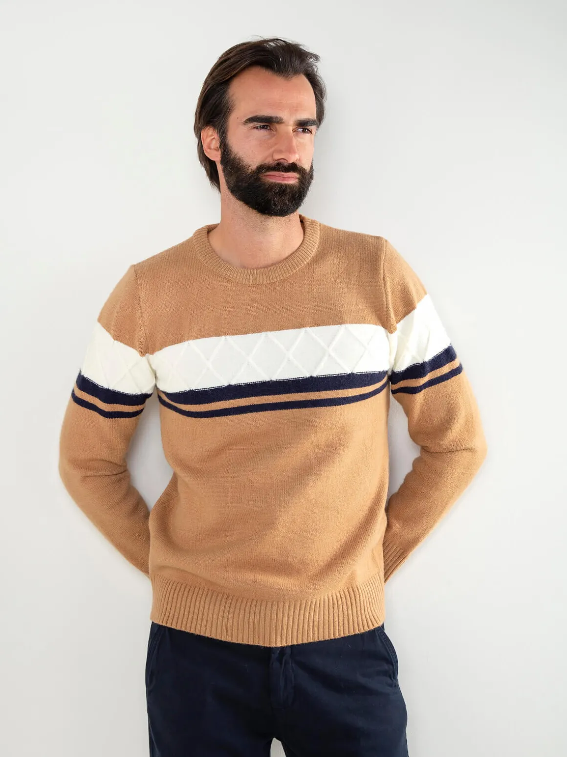 Camisola malha com detalhe losangos