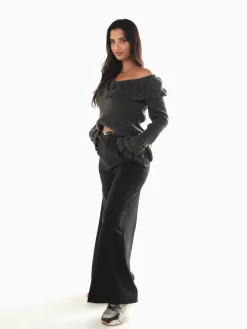 Camisola malha com folhos