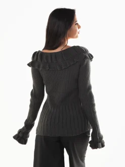 Camisola malha com folhos