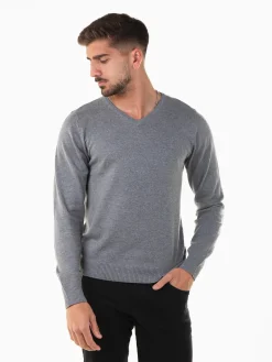 Camisola malha com gola V