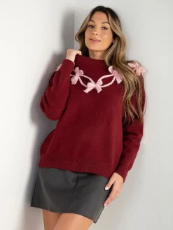 Camisola malha com laços aplicados