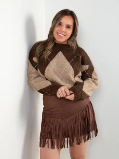 Camisola malha com losangos