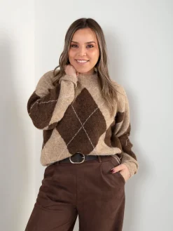 Camisola malha com losangos