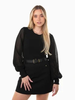 Camisola malha com mangas transparentes