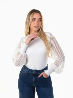 Camisola malha com mangas transparentes