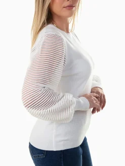 Camisola malha com mangas transparentes