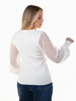 Camisola malha com mangas transparentes