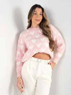 Camisola malha com padrão corações