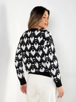 Camisola malha com padrão corações