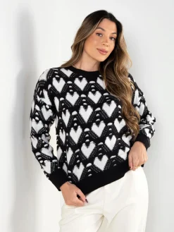 Camisola malha com padrão corações