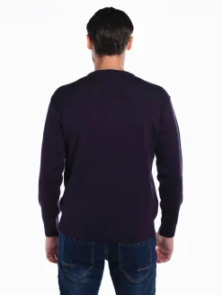 Camisola malha combinada em V