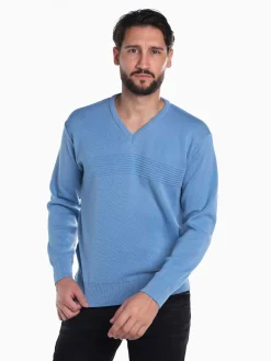 Camisola malha combinada em V