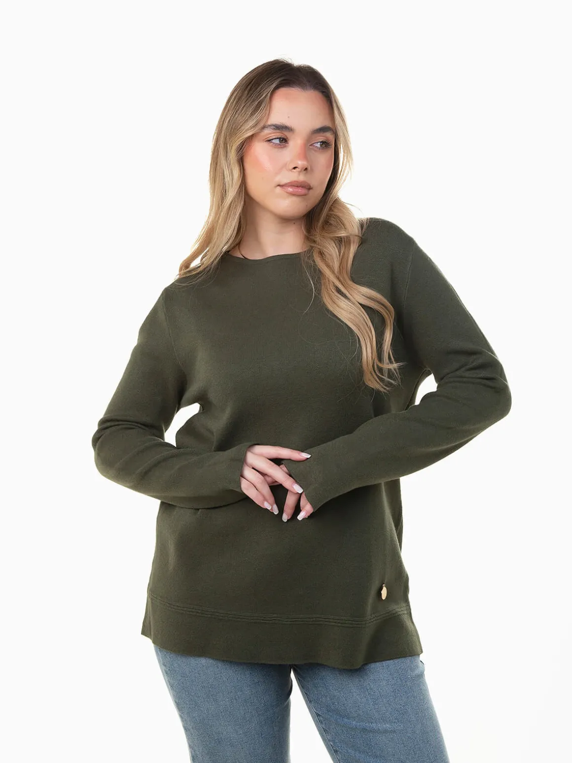 Camisola malha confortável com aplicação