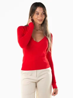 Camisola malha decote em V profundo