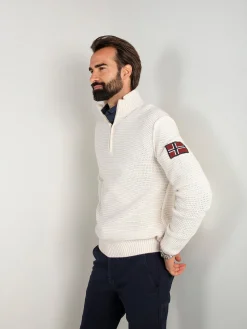 Camisola malha estruturada com fecho