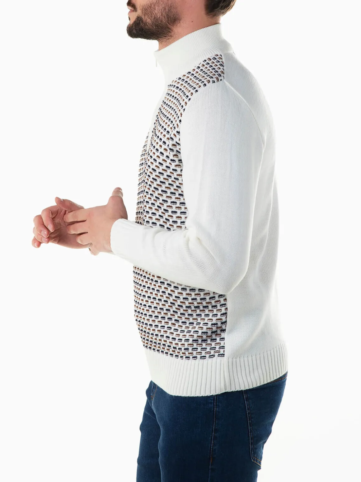 Camisola malha estruturada com fecho