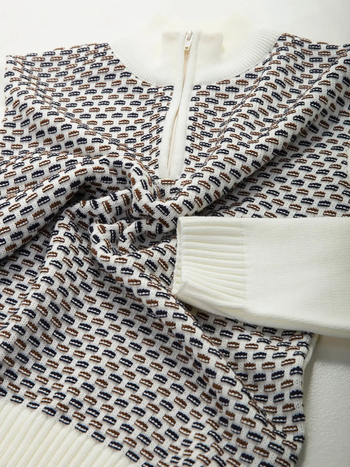 Camisola malha estruturada com fecho