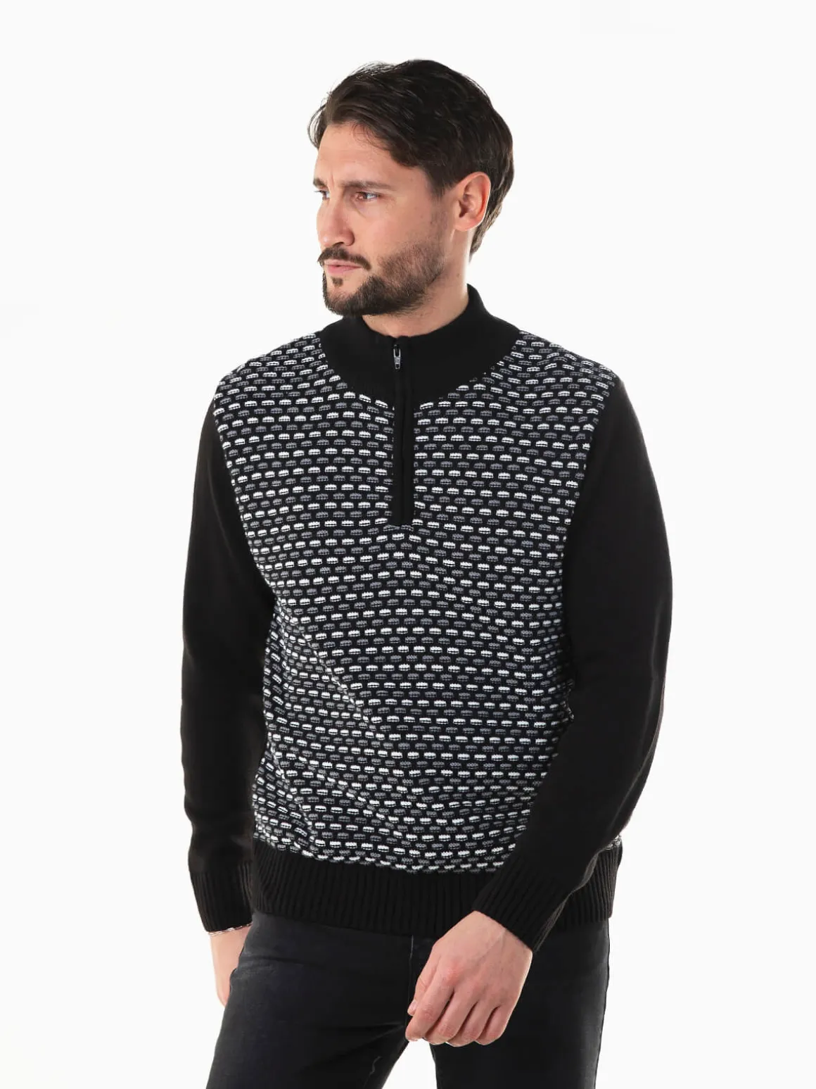 Camisola malha estruturada com fecho