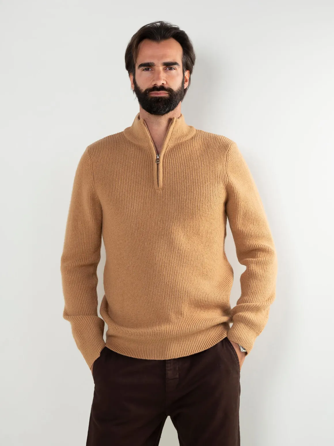 Camisola malha estruturada com fecho