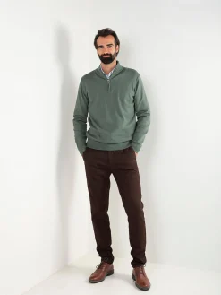 Camisola malha fina com fecho