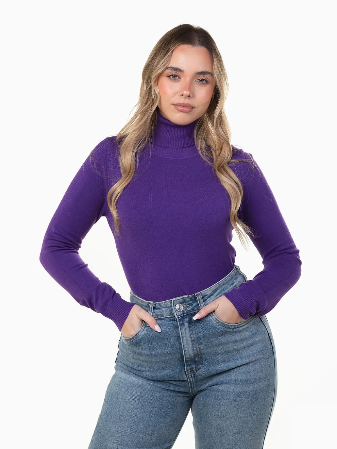 Camisola malha fina com gola alta